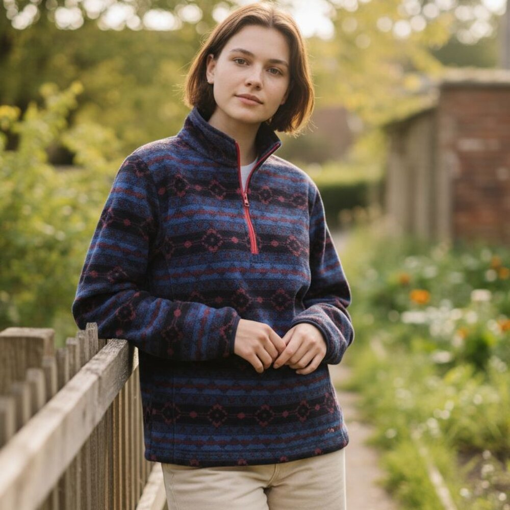 Eddie Bauer Sherpa Aztec Southwestern Fleece Jacket Women’s Size S Quarter-Zip